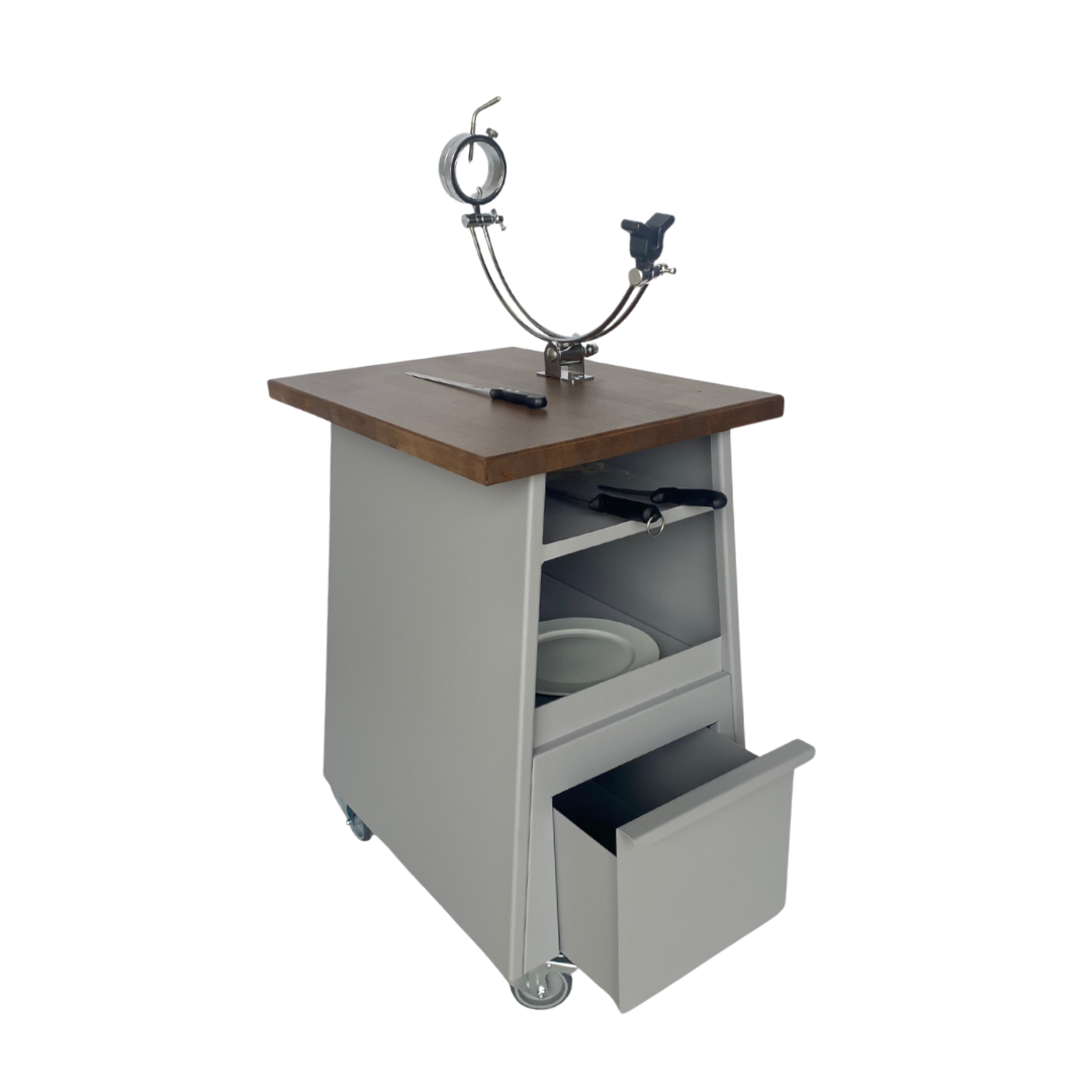 Mesa Jamonera Profesional – Corte de Jamón Móvil, Preciso y Elegante
