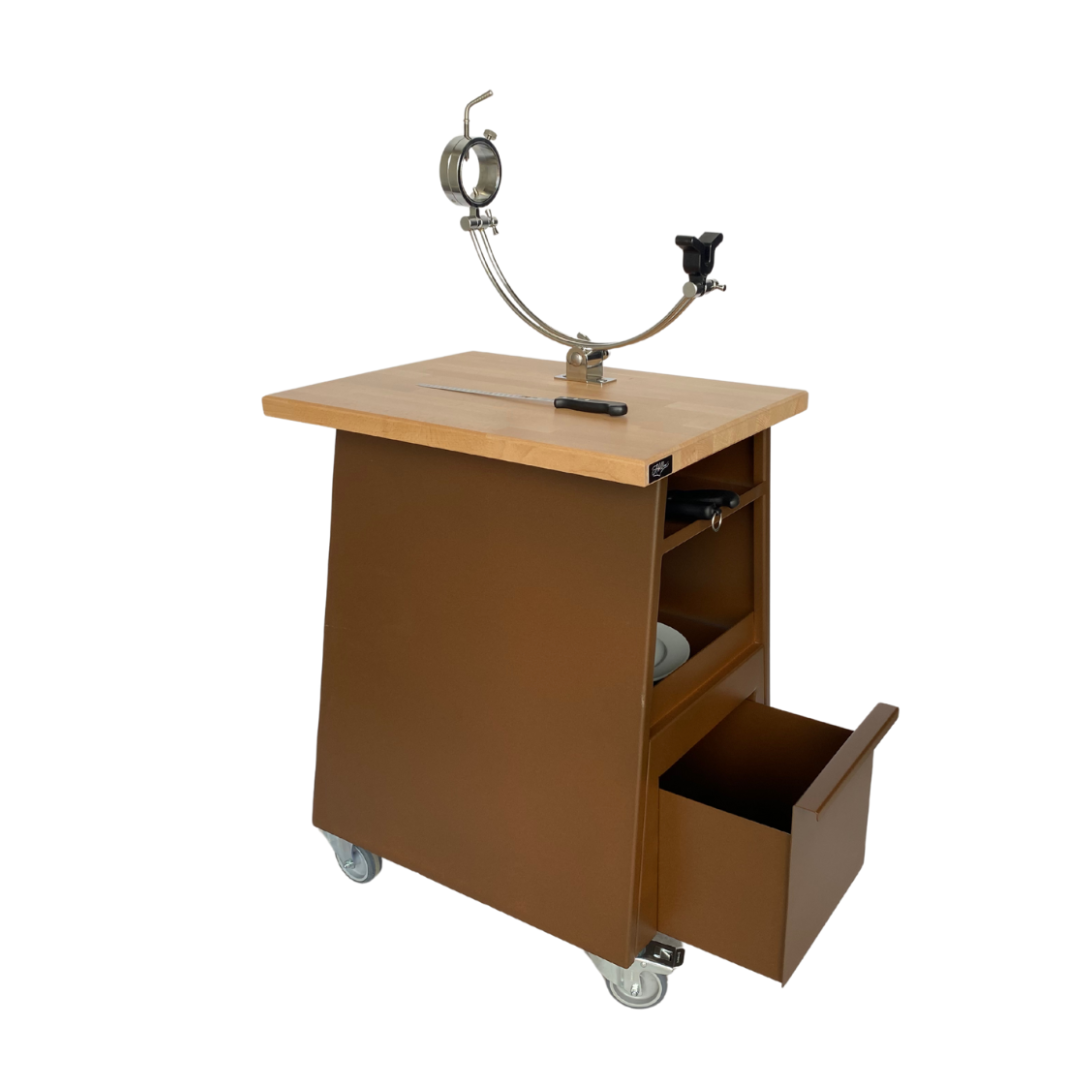 Mesa Jamonera Profesional – Corte de Jamón Móvil, Preciso y Elegante